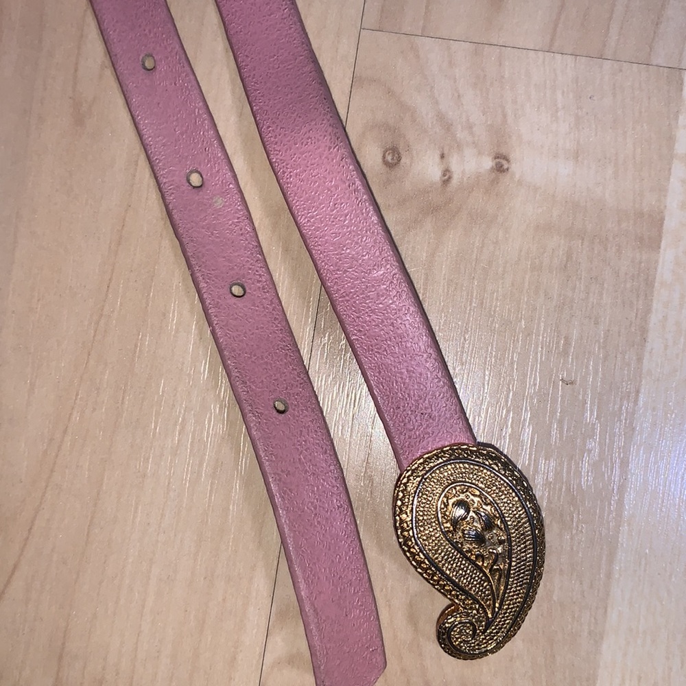 TANJAY Vintage Gold Paisley Thin Leather Belt - Picture 4 of 6